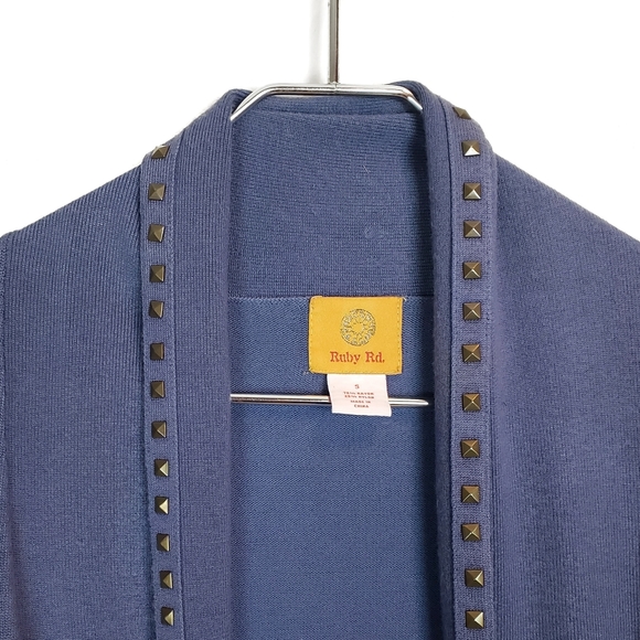RUBY RD. Periwinkle Blue Studded Long Sleeved Cardigan Size: Small - Picture 2 of 4